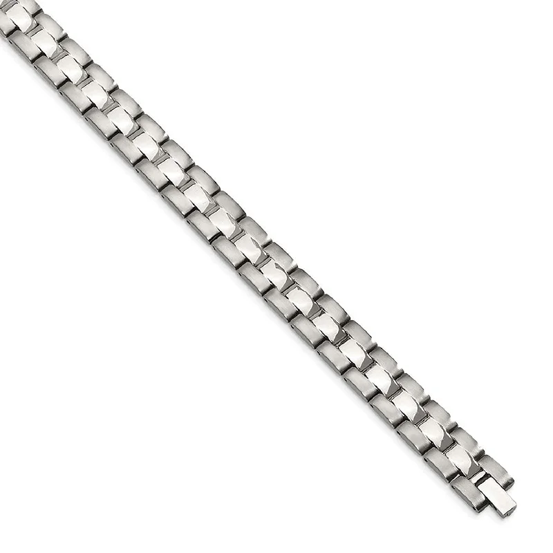 Men's Brushed and Polished Stainless Steel 10mm Bracelet, 8.75"