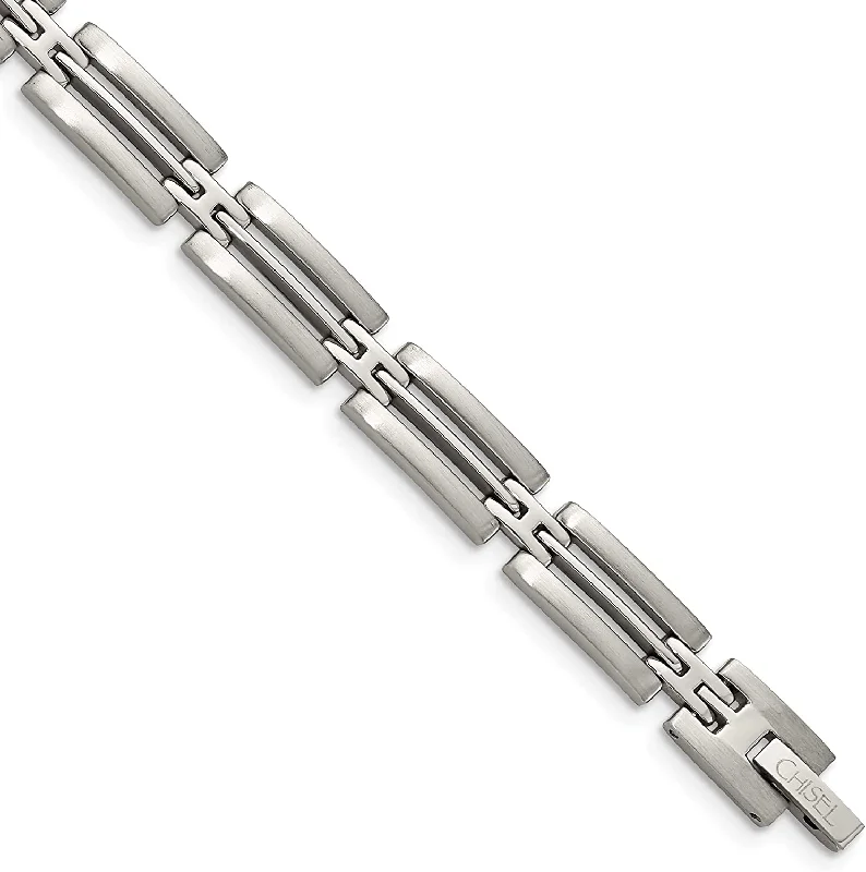 Men's Brushed and Polished Stainless Steel 8mm link Bracelet, 8.75 Inches