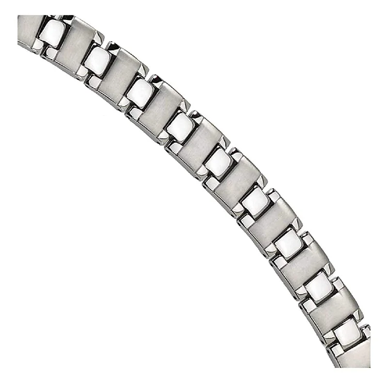 Men's Brushed and Polished Stainless Steel Bracelet, 8.75"