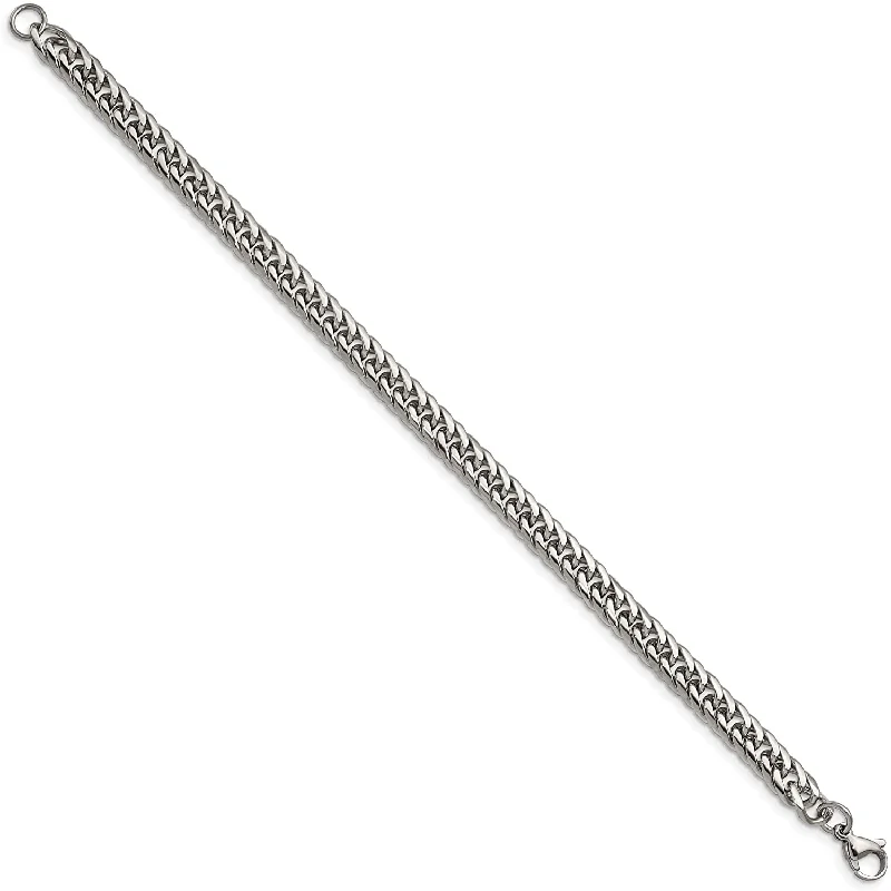 Men's Stainless Steel Double Curb Chain Bracelet, 9 Inches